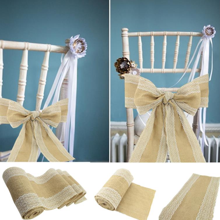 Natural Hessian Burlap Chair Sashes Rustic Burlap Chair Bow for Wedding Events Banquet Decoration SN867