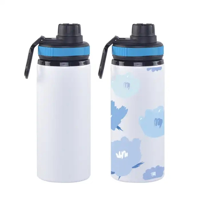 20oz Sublimation Blanks Water Bottle Mug 600ml Aluminum Drinking Cup Reusable Lightweight Travel Tumbler With Handle & Sport Lids For Camping Hiking Fishing