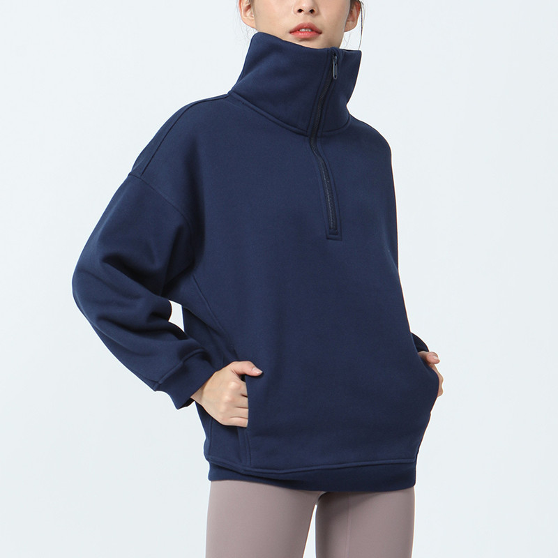 ll Femmes Veste épaisse Sweat-shirt pour l'automne Costume de yoga Veste Dames Gym Manteau d'entraînement Demi-fermeture éclair Polaire Lâche Pull d'entraînement LW031