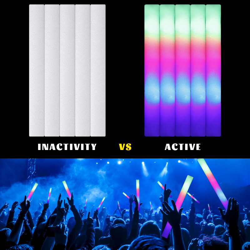 LED Light Sticks LED Glow Sticks Bulk Colorful RGB Glow Foam Stick Cheer Tube Dark Light for Xmas Birthday Wedding Supplies 230906