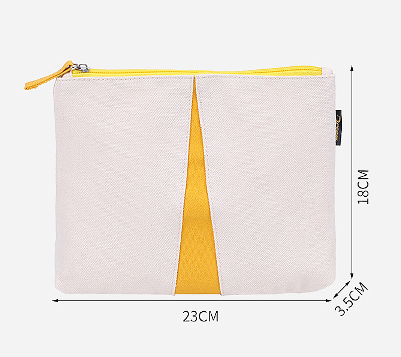 DHLCosmetic Cases 12oz Canvas White Patchwork Square Large Capacity Short Makeup Bag Mix Color