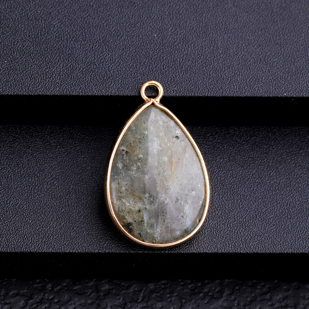 Pedra de cristal natural waterdrop labradorite ouro afiado pingente adivinhação meditação espiritual encantos jóias