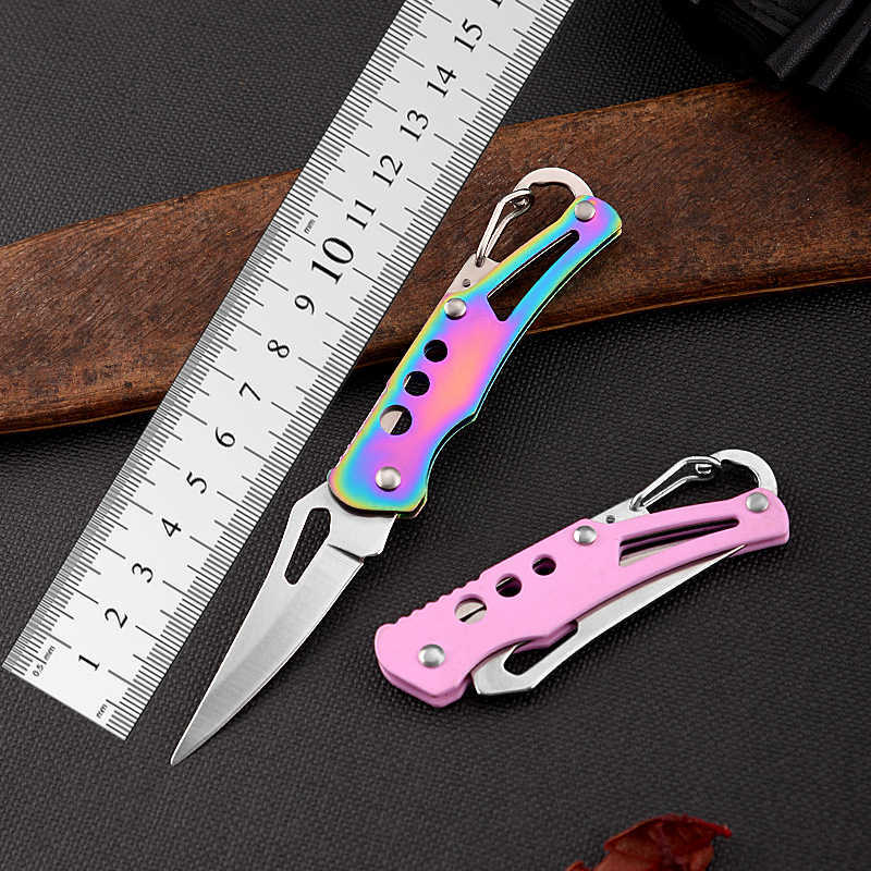 Outdoor Camping Self-Defense Folding Knife, Stainless Steel Carry-on Keychain Multifunctional Fruit Knife Tools 820U