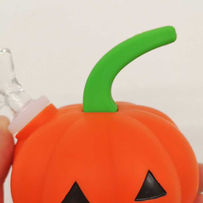 3.54 Inch pumpkin silicone smoking pipe hookah with glass bowl halloween accessories water smoke Hand pipes easy to take wax dab rigs