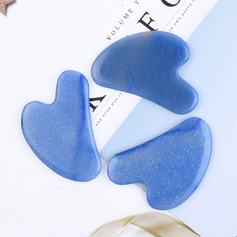 Gua Sha Face Tool Natural Blue Aventurine Guasha Tool for Hace and Body Spa Anti Rinkles and Body Spa Acture Therapy Care Care Sky