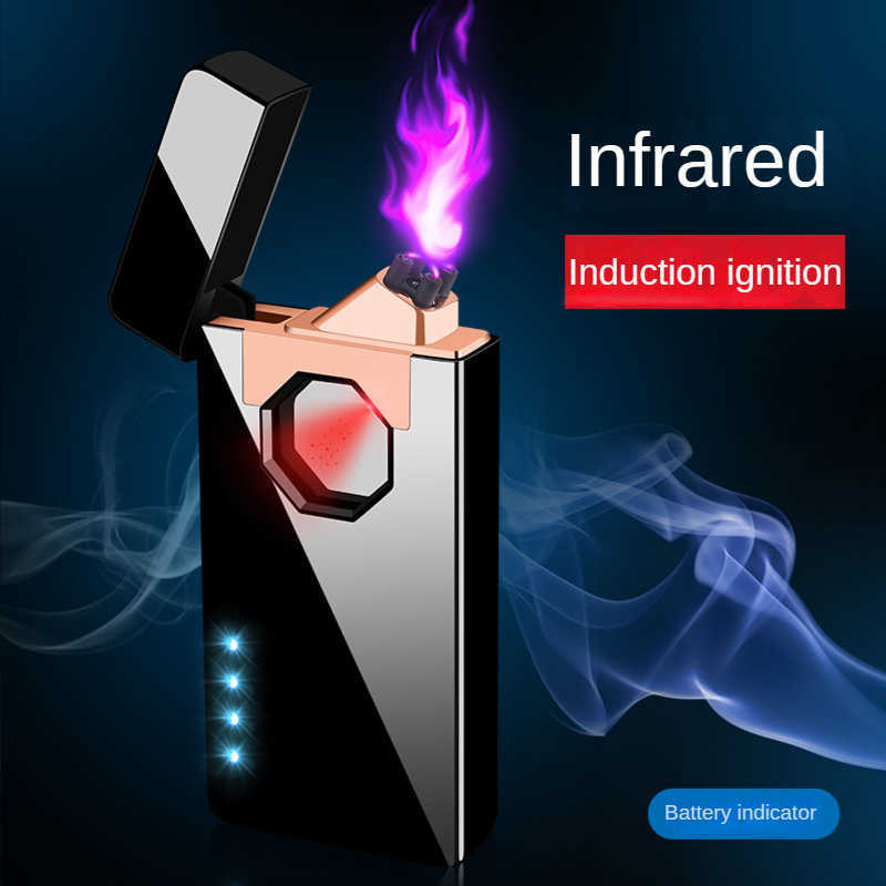 New Infrared Induction Double Arc Charging Windproof Lighter, High Quality Lighter Showing Your Personal Taste P2T0