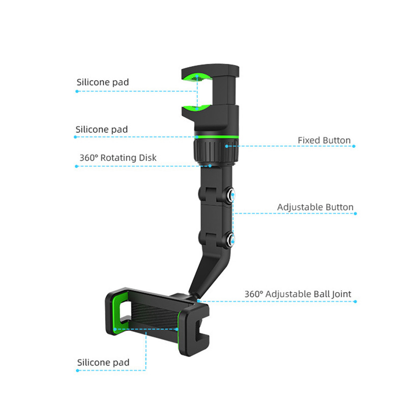 Multifunctionele auto-mobiele telefoonhouder Ontluchter Mount Stand Clip Auto-achteruitkijkspiegel First-person View Video-opnamen Rijden Recorder Keuken