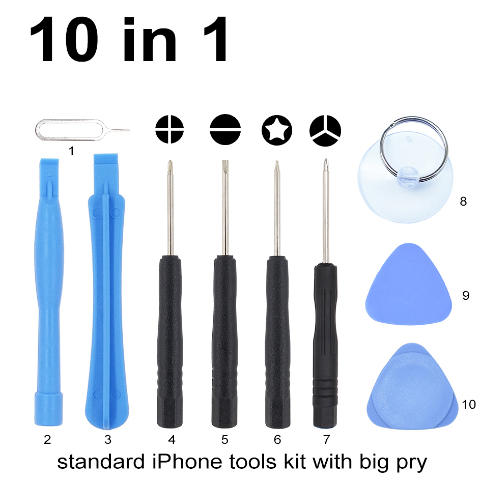 Met 0.6 Y 9 in 1 Schroevendraaier Set Standaard 10 in 1 Mobiele Telefoon Opening Gereedschap Kit Voor iPhone 7 8 X Reparatie Tool /partij