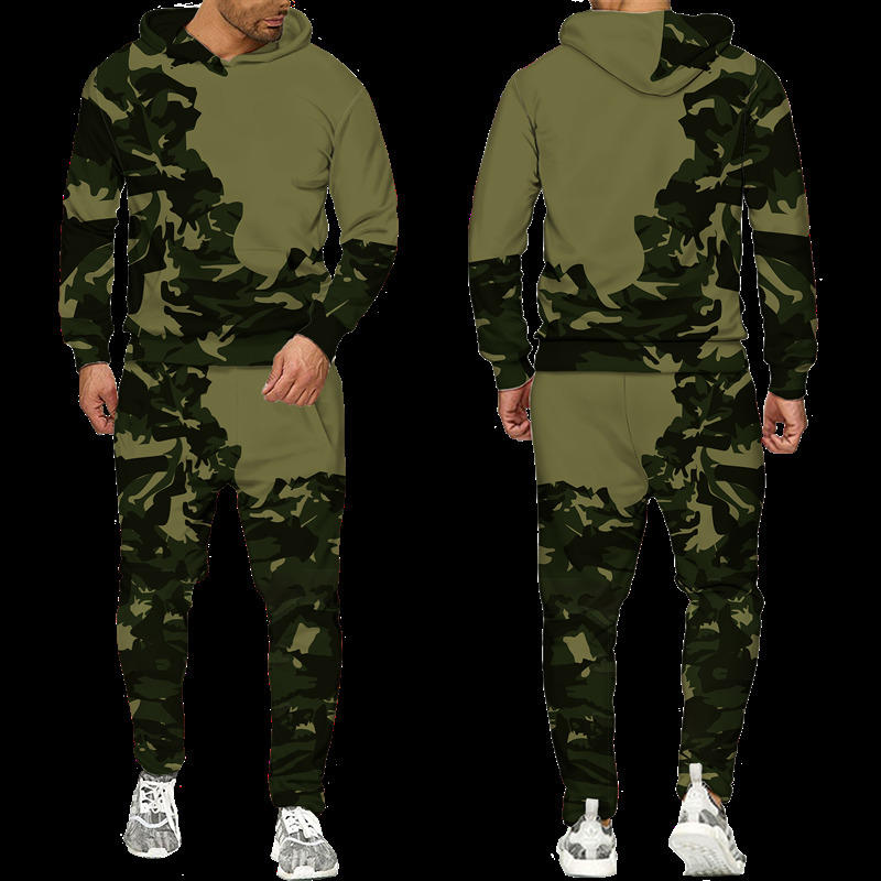 Tracksuits masculinos primavera outono camuflagem hoodie / calças / terno homens mulheres casual com capuz pulôver conjunto de treino 2 peças roupas esportivas 230907