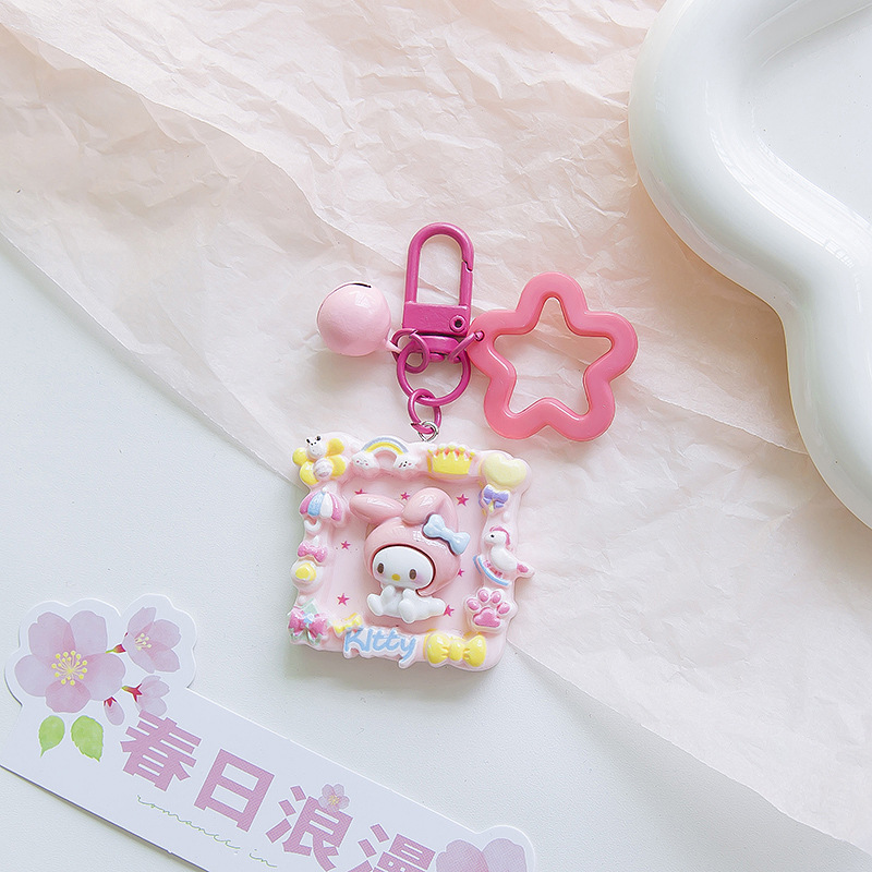 Cartoon Resin Kuromi Melody Photo Frame Keychain Phone Chain Acrylic Pendant DIY Pendant