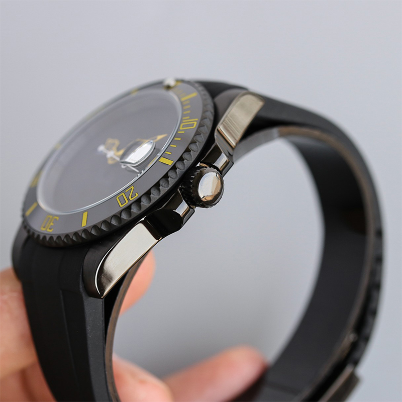 Reloj para hombre, reloj de pulsera negro con fase lunar, relojes mecánicos automáticos, correa de acero inoxidable, Montre De Luxe resistente al agua 40mm