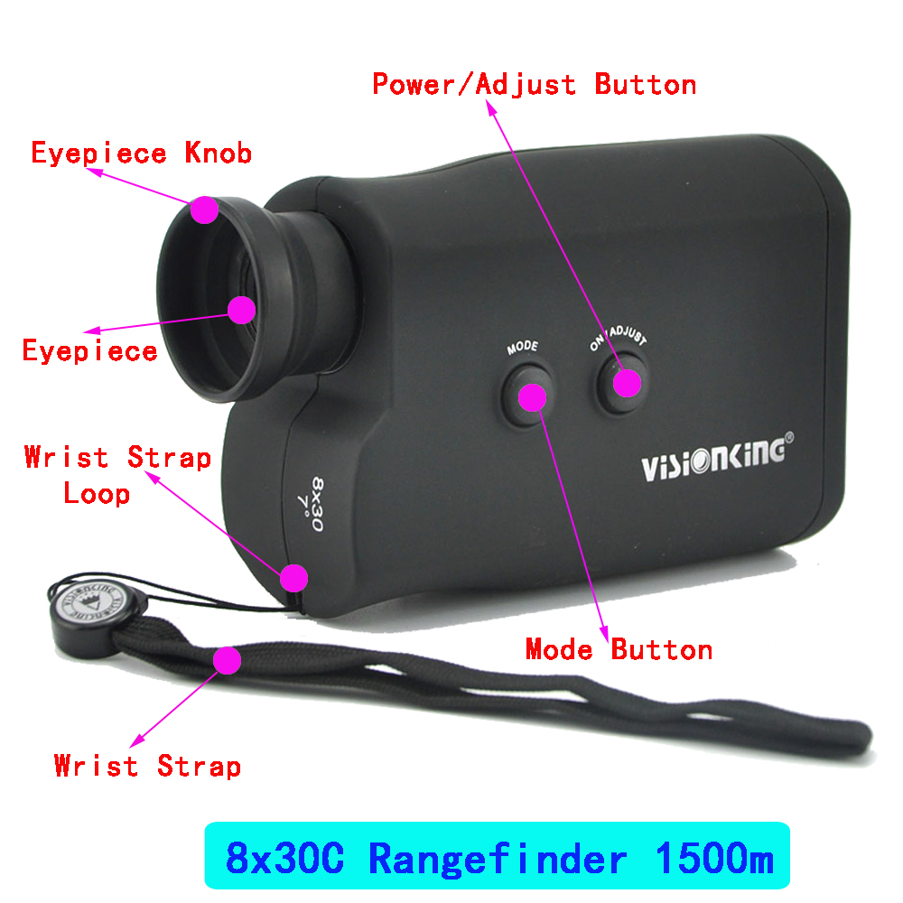 Wizja 8x30 Laser Rangefinder FMC długość 1500 m Miernik odległości 7 ° Pole widoku na zewnątrz taktyczne polowanie na golfa optyczna