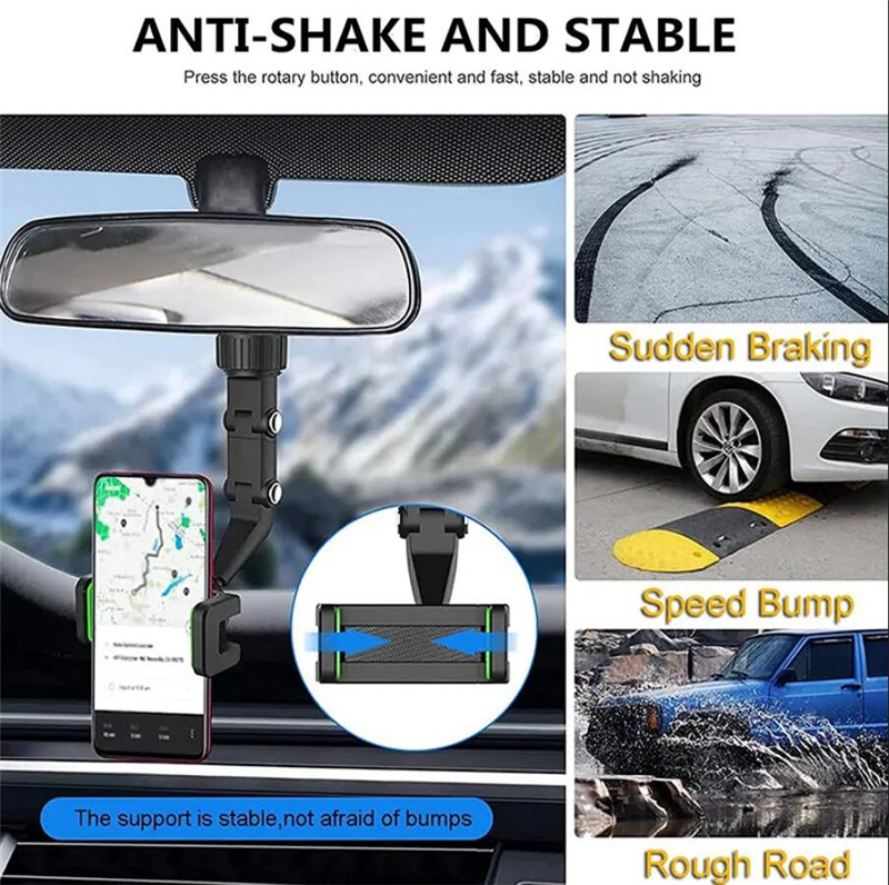 Multifunktionell bil Mobiltelefon Holder Air Vent Mount Stand Clip Car bakspegel