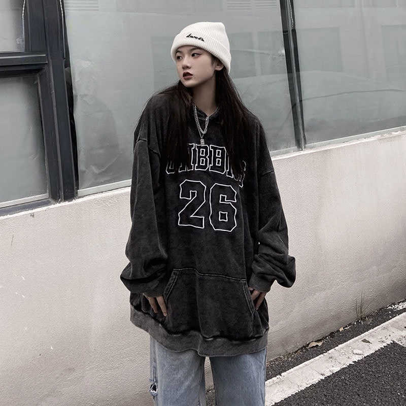 Deeptown – sweat à capuche à manches longues pour femmes, style gothique Grunge, Hippie, Punk, surdimensionné, noir, Kpop, Streetwear, haut à manches longues, Y2k