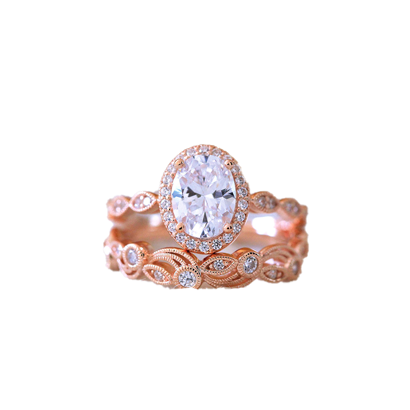 Storlek 510 Lyxsmycken Bröllopsringar 925 Sterling Silver Oval Cut White Topaz Rose Gold Cz Diamond Handmade Eternity Party Women4396024