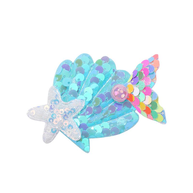 Cartoon Shell Pearl Mermaid Tail Baby Girls Sequin Hair Clips Handgjorda hårnål Barrettes Children slår hårtillbehör