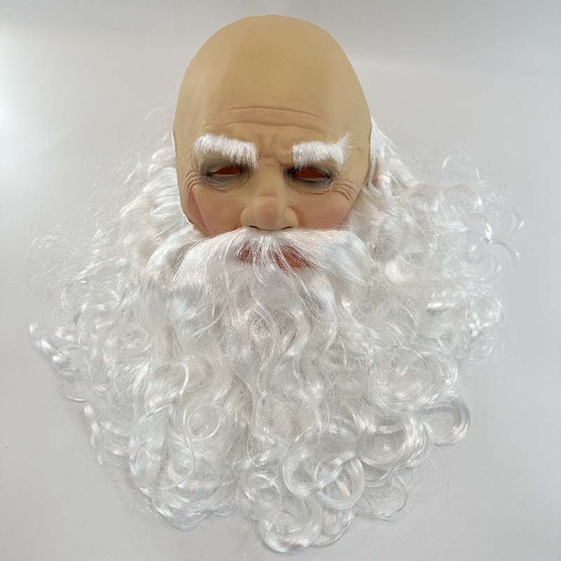 2023 Julförsörjning Morfar Latex High Simulation Emulsion Mask White Hair Wizard Santa Claus Mask huvudbonader