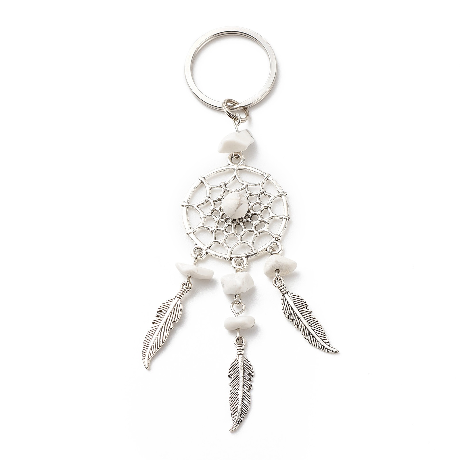 Dream catcher Charms Key Rings Chakra Crystal Gravel Chip Stone Beads Key Chain Agate Jade Bag ACC