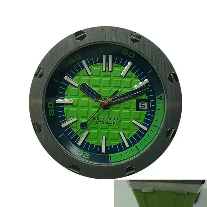 Orologio da uomo di design da 42 mm, tutto in acciaio inossidabile, movimento giapponese VK, vetro zaffiro, cinturino in caucciù impermeabile, orologio da uomo.