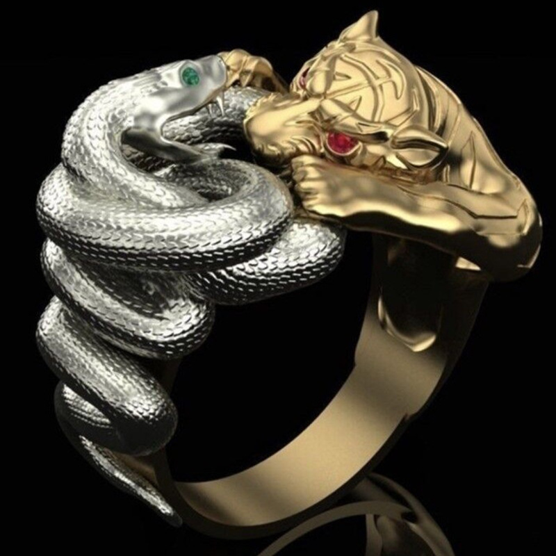 Pierścień punkowy punkboy kreatywne pierścionki dla mężczyzn węża tygrysa pantera bitwy projekt męski pierścionek punkowy moda biżuteria przy imprezie hopu hopu biżuteria 230907