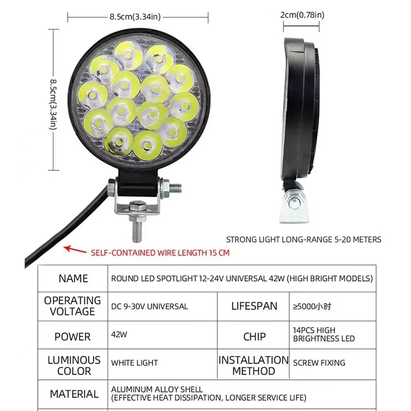 48W Car LED Bar Worklight MINI 16SMD Round Square Work Light 12V Auto Light Fog Lamp off Road for ATV SUV Spotlight