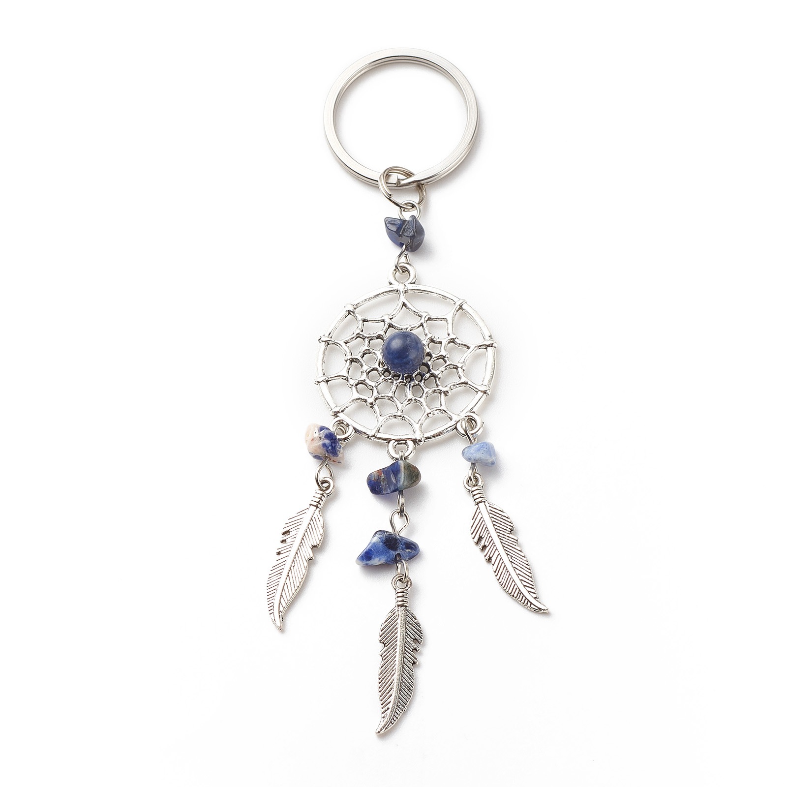Dream catcher Charms Key Rings Chakra Crystal Gravel Chip Stone Beads Key Chain Agate Jade Bag ACC
