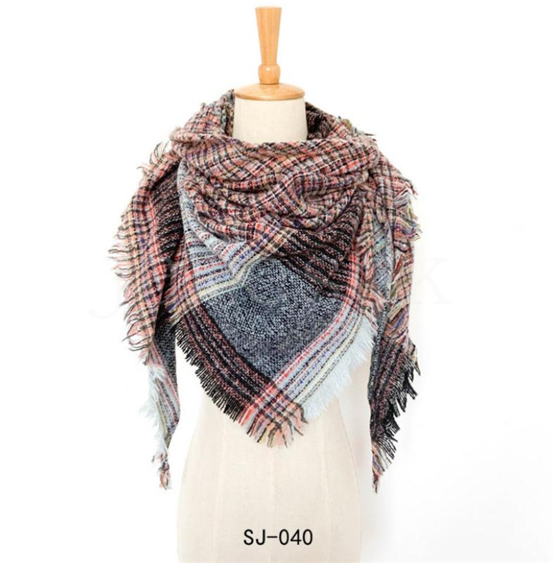 fashion Plaid Scarves Girls scarf women Shawl Grid Oversized Tassel Wraps Lattice Triangle Neck Scarf DB179