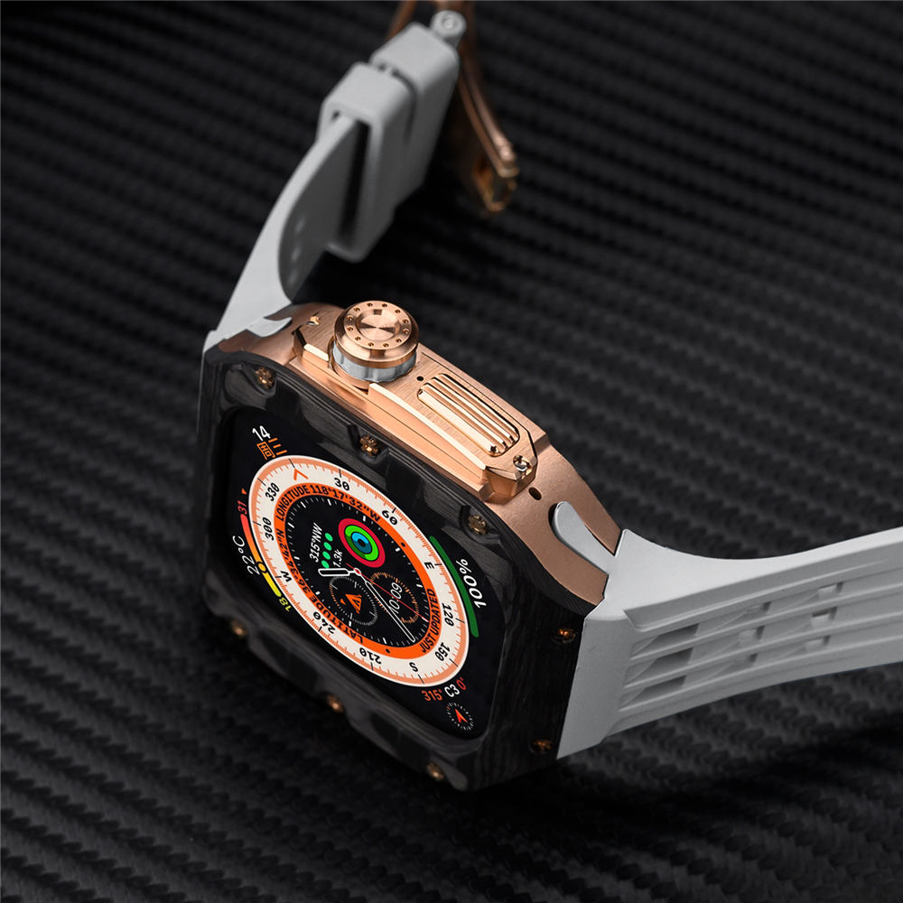Kit AP Mod Cover in vera fibra di carbonio cinturino in silicone morbido Apple Watch Ultra 49mm