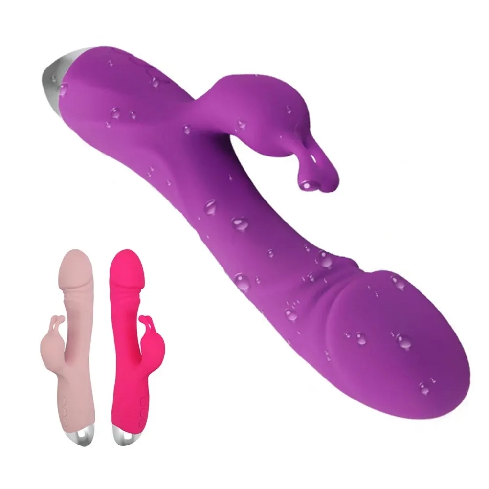 Rabbit Vibrators Vagina G Spot Clitoris Nipple Dual Stimulator Massager Dildo Rechargeable Vibrating Silent Sex Toy For Women