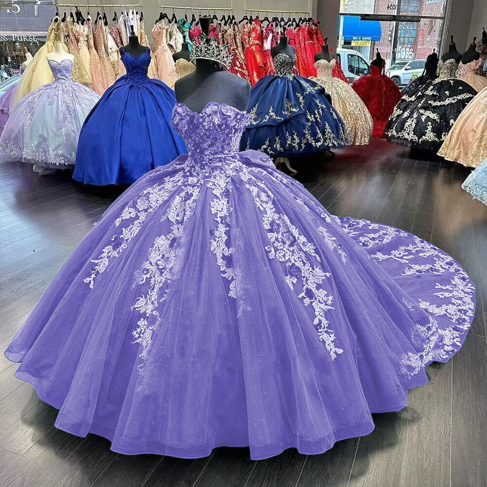 Dark Green Floral Quinceanera Dresses with 3D Floral Applique Tulle Off the Shoulder Beaded Sweet 15 16 Birthday Ball Gown Custom Made