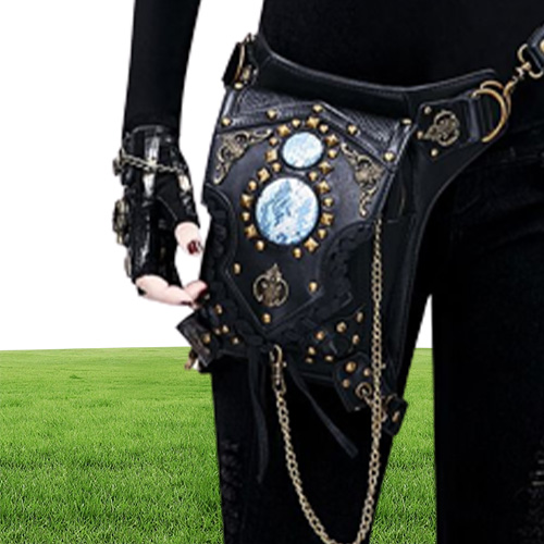 Bolsas de cintura Yourseason Unisex Steampunk Chain Rivet pacote multifuncional em couro PU ombro feminino 2022 Motão de moto Bagão Bag77722232