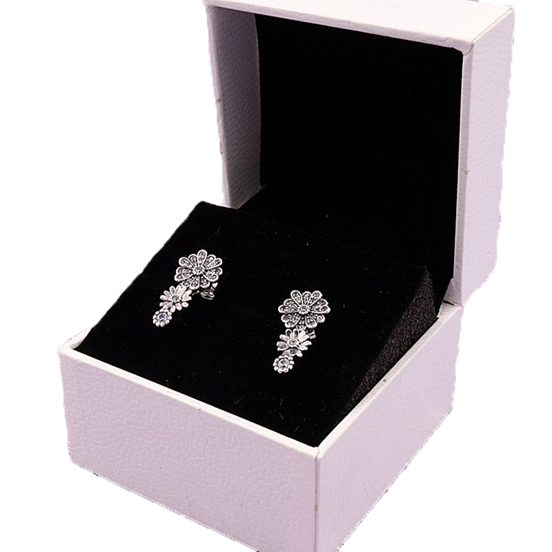 Sparkling Daisy Flower Trio Stud Earrings Original Box för 925 Sterling Silver Pendant Earring Women Wedding Jewelry Set7856320