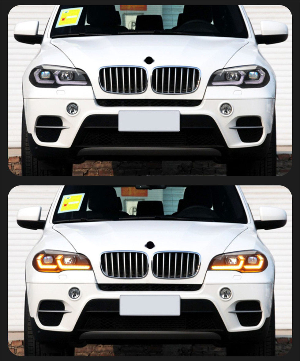 Headlight For X5 E70 20 07-20 13 Head Lights Double L 20 22 Style LED Daytime Running Lights Front Signal Lamp