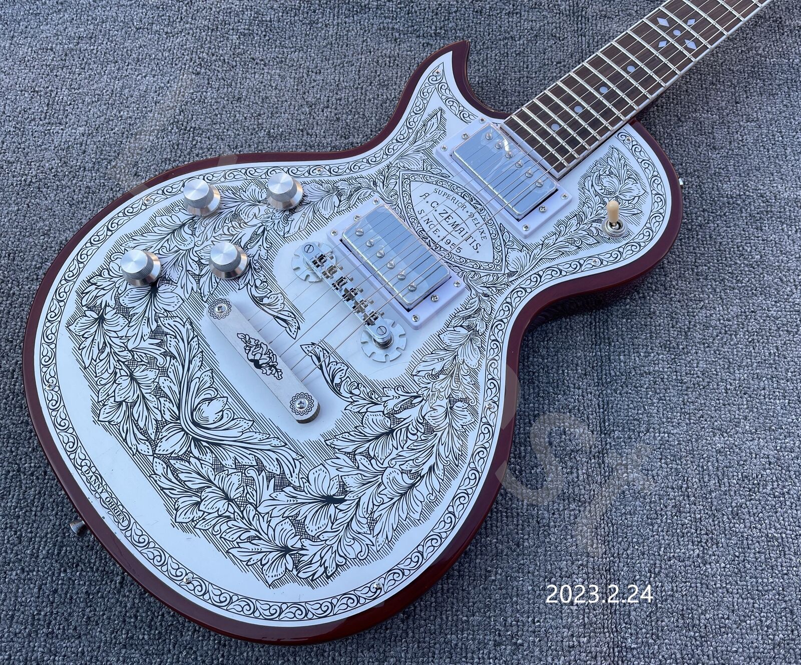 Linkshandige ZEMA ITIS Casimere elektrische gitaar met metalen voorkant, 22 frets aluminium plaat
