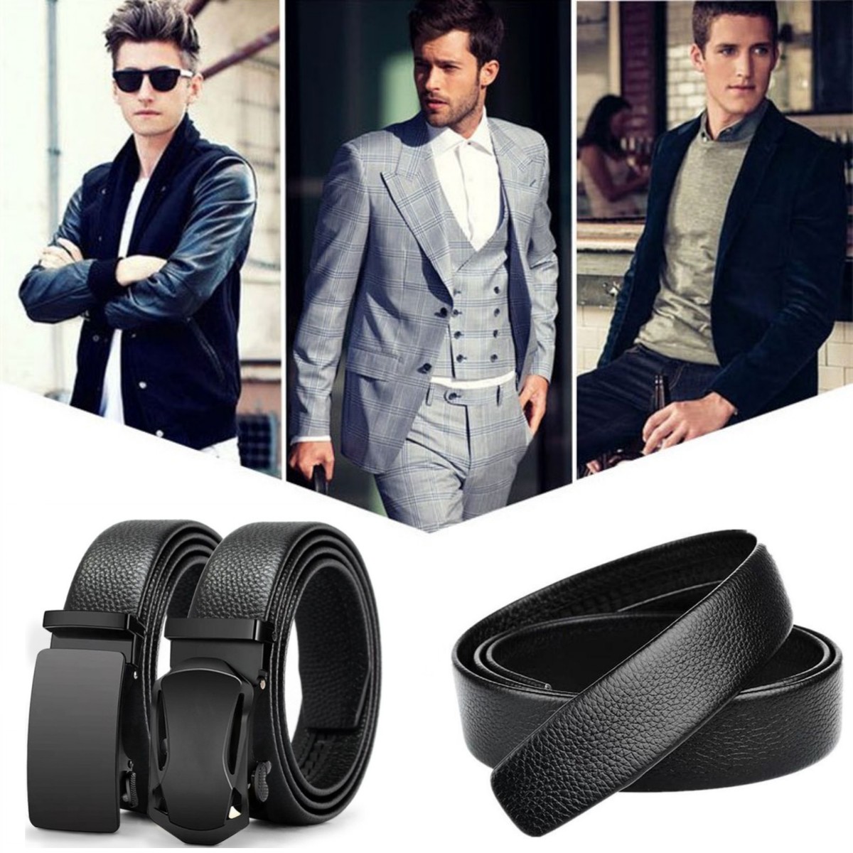 Ceinture en métal pour hommes, boucle automatique, cuir PU de haute qualité, résistant à l'usure, loisirs, affaires, mode, réglable, nouvelle collection 2023