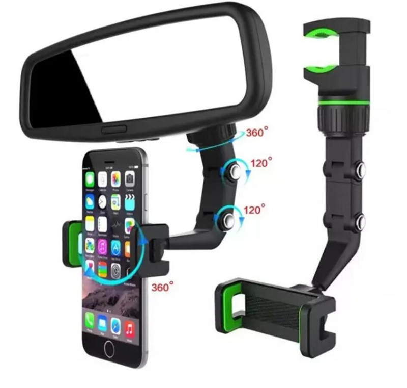 Bil Mobiltelefon Holder Air Vent Mount Stand Clip Car bakspegel Mirror Första person Visa Video Fotografering Körinspelare Kök