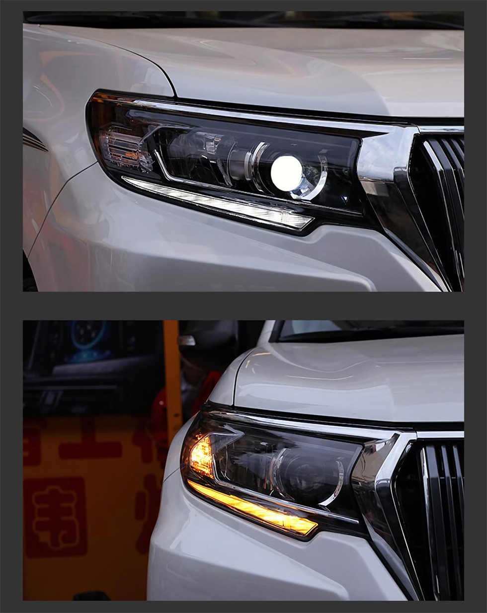 Bilstrålkastare för New Prado 20 18-20 21 Cruiser LED främre strålkastare Högkörningsljus DRL-signal