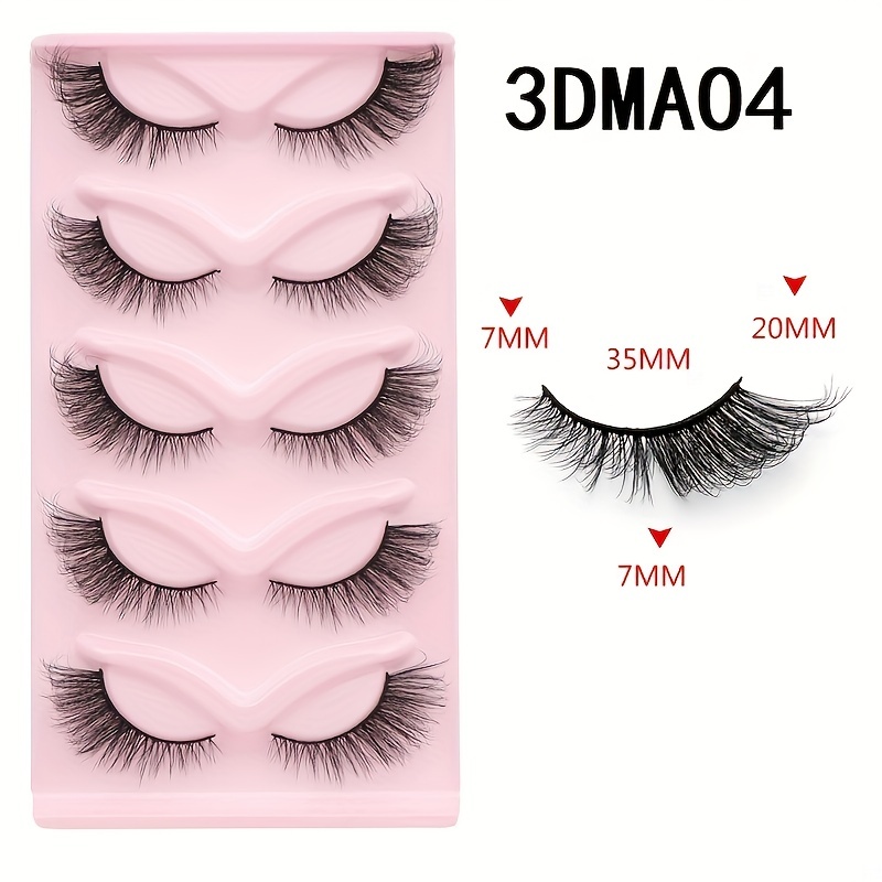 5 par Cat Eye Faux Mink ögonfransar med självhäftande tejp Lätt Vikt False Eyelash Crisscross Eye Lash Extensions mjuk återanvändbar bekväm grymhet gratis