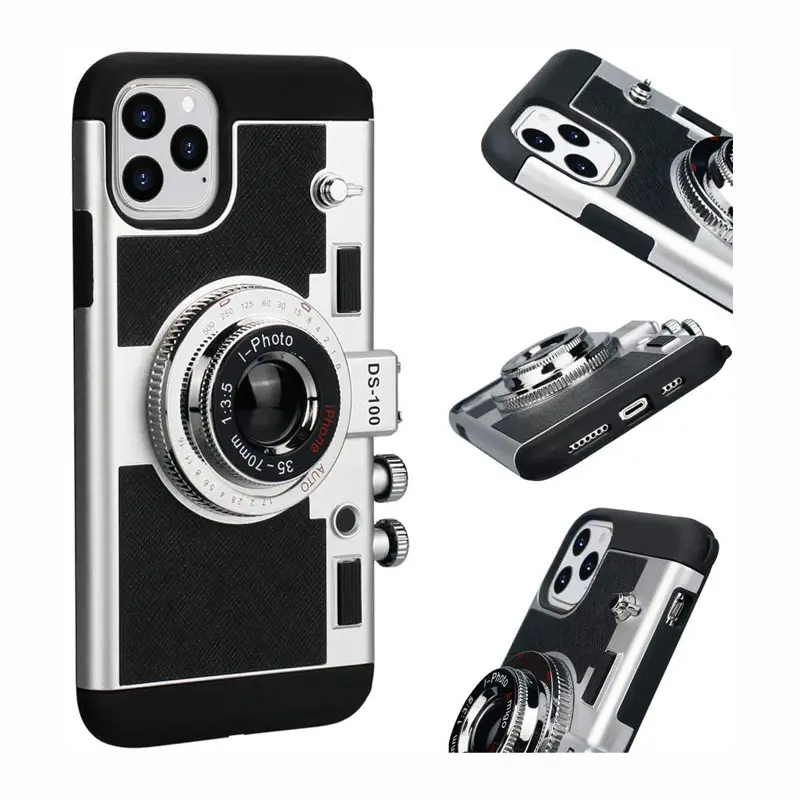 CASEiST Lustige 3D-Retro-Kamera-Handyhüllen zum Umhängen, einzigartige mobile Handy-Rückseite, TPU-PC-Hülle mit Lanyard-Streifen für iPhone 15 14 13 12 11 Pro MAX XR XS 8 7 Plus