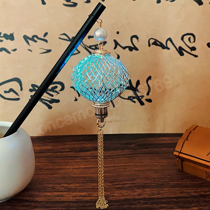 Glowing Lantern Hair Sticks for Women Tassel LED Light Hairpin Chinese Style Ancient Style Hanfu Headdress Exquisite Headwear