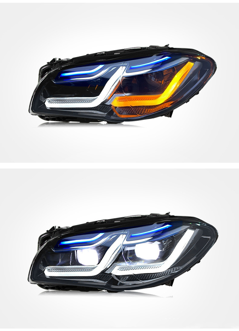 Car Headlights For BMW 5 series F10 F18 2011-20 17 Upgrade G30 Style LED Daytime Light Dual Lens Headlight