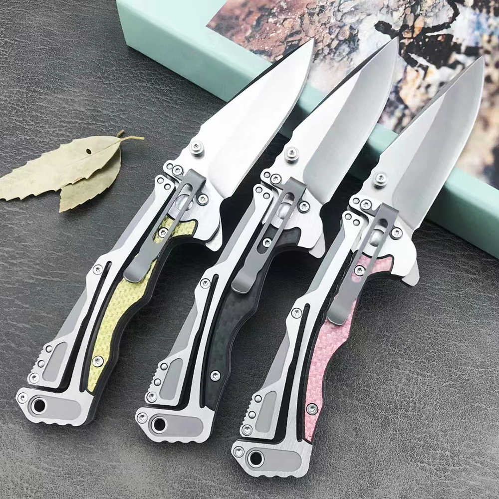 Nouveau CR5190CF Flipper couteau pliant 8Cr13Mov lame satinée en acier inoxydable avec poignée en fibre de carbone Camping en plein air randonnée EDC couteaux de dossier de poche