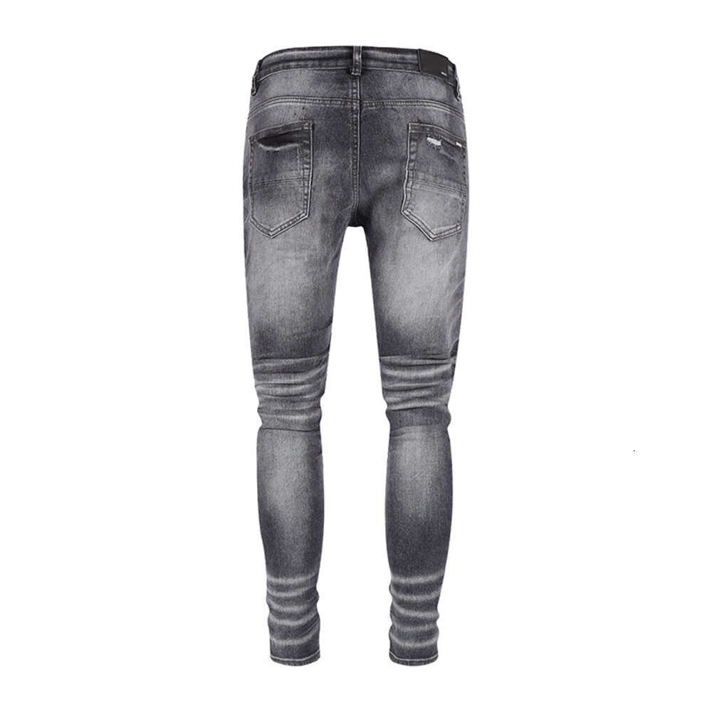 Jean Fashionable Herr Fashion Amiirii 2024 Demin 2024 Purple Jeans Brand Gray Black Split Leather Trendy Slim Fit 94J6