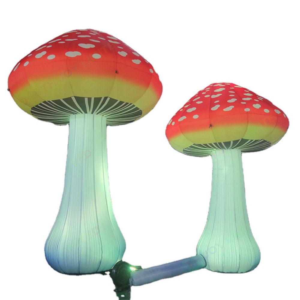 Modèle de plante de jeux de plein air gonflable, impression de champignons colorés, décor oxford avec éclairage Led pour la décoration d'événements