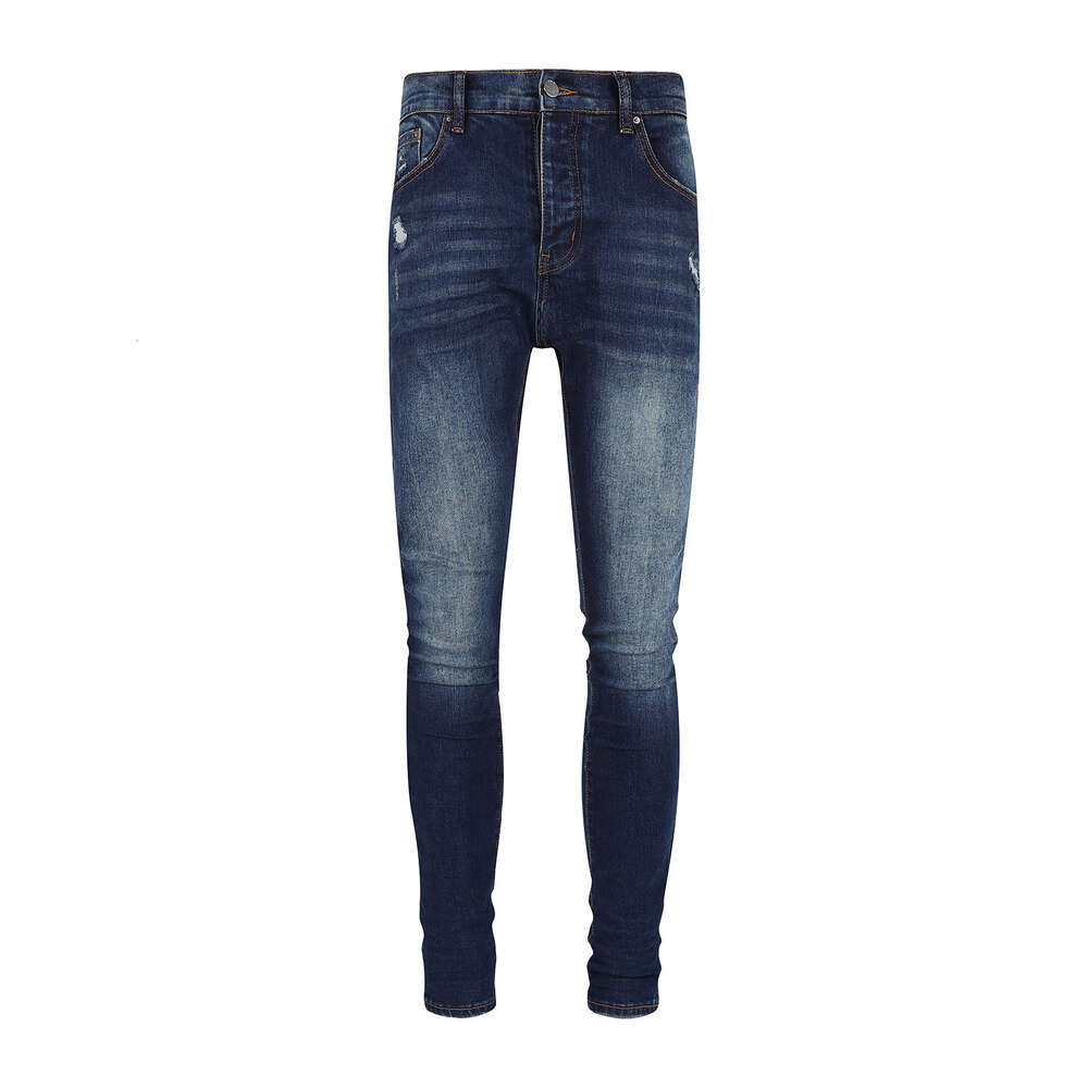 Moda High Mass Amiirii Jean 2024 Demin Purple Street Jeans Fashion Patch Classic Slim Fit Small Foot Men D12a