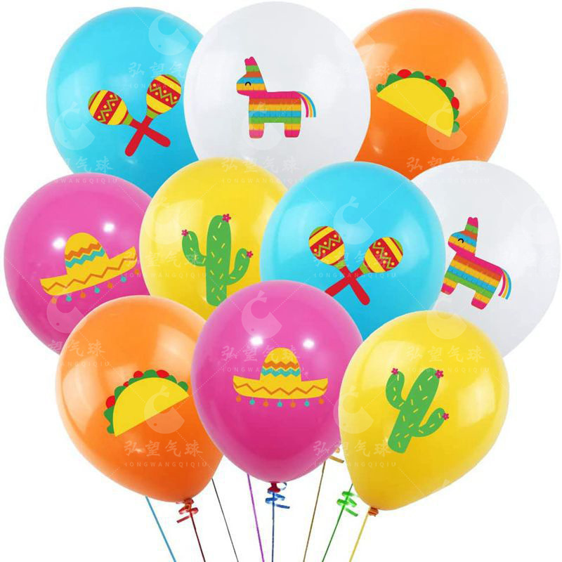 مكسيكو كرنفال Cinco-de-Mayo Party Festa Balloons Day of the Dead Cactus Balloons Pinata بالونات Taco Latex
