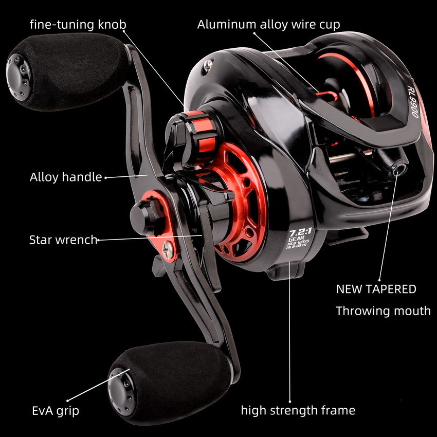 플라이 낚시 릴 2 베이트 캐스트 릴 72 1 최대 드래그 8kg 자기 조절 시스템 바닷물 담수 검은 색 빨간색 230907