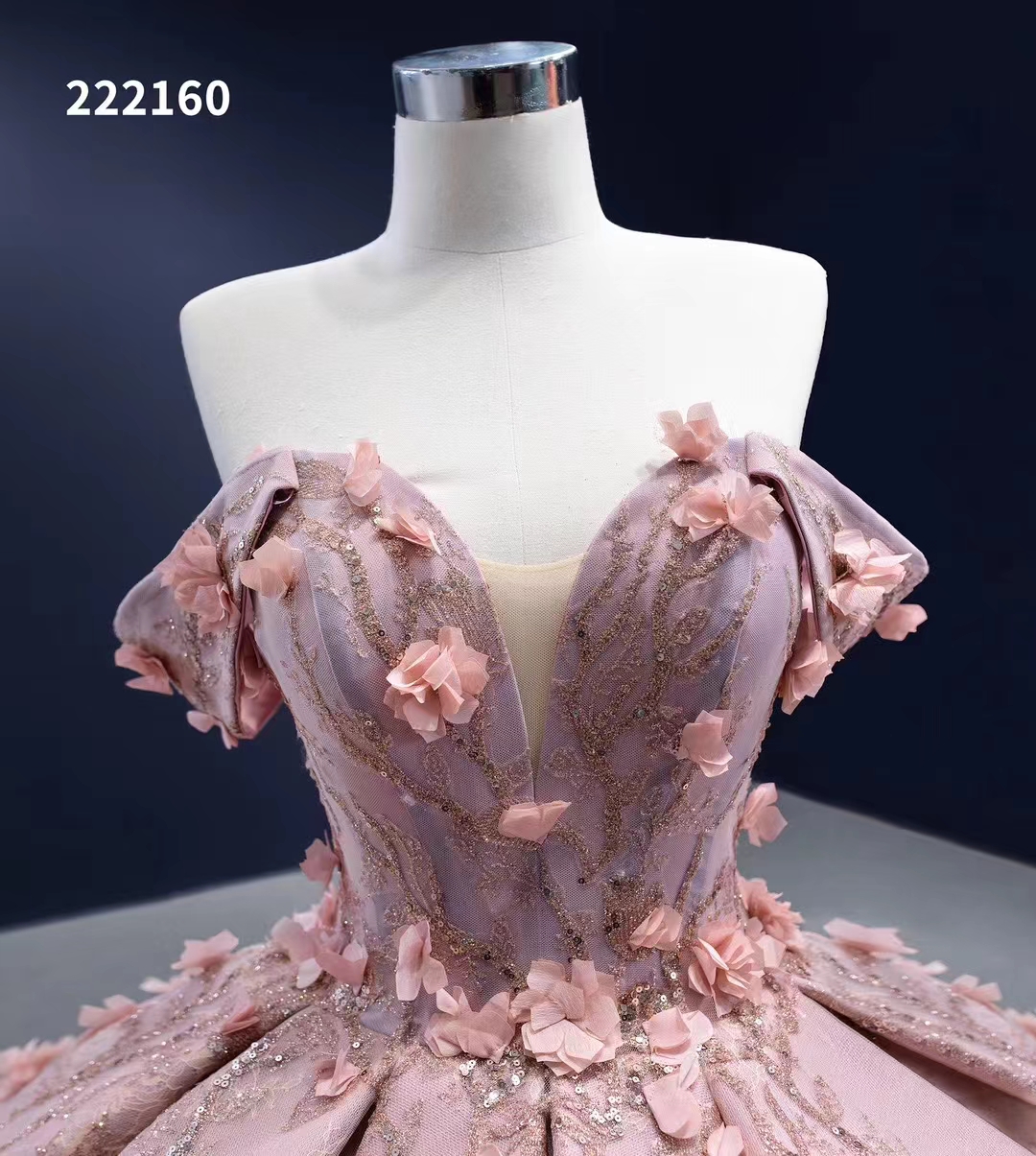 Robes de soirée à fleurs rose, épaules dénudées, robe de bal, robes pour femmes SM222160