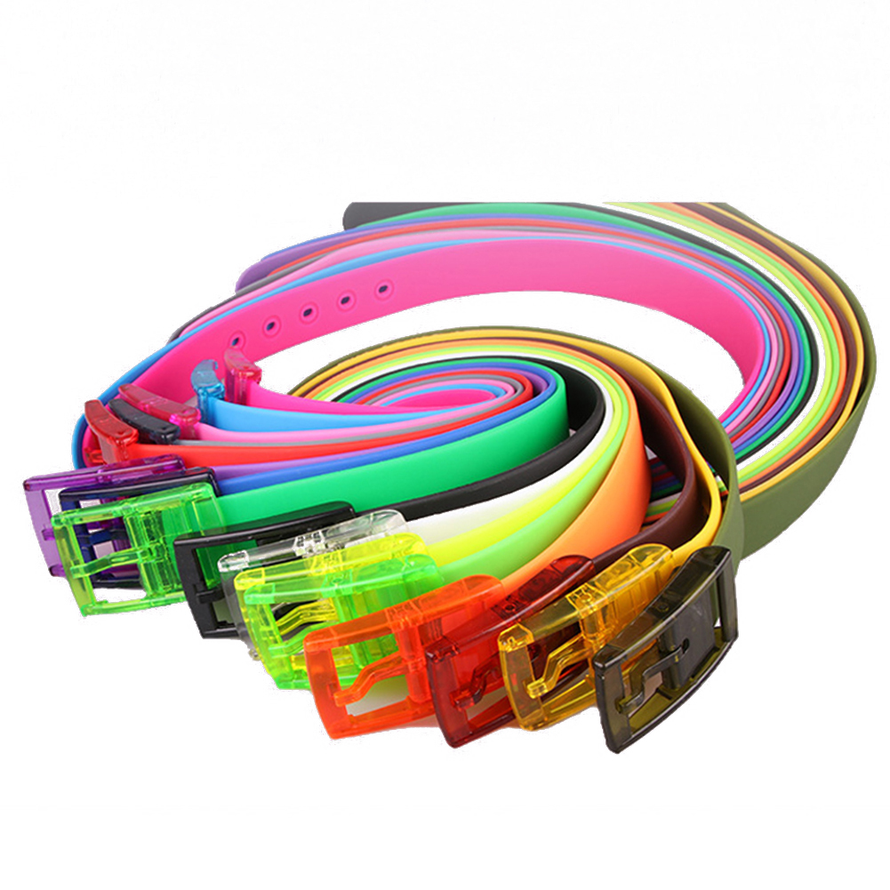 Ceinture en plastique écologique pour hommes et femmes, couleur bonbon, ceintures en caoutchouc de Silicone unisexe, accessoires de bracelet en cuir pour Jeans