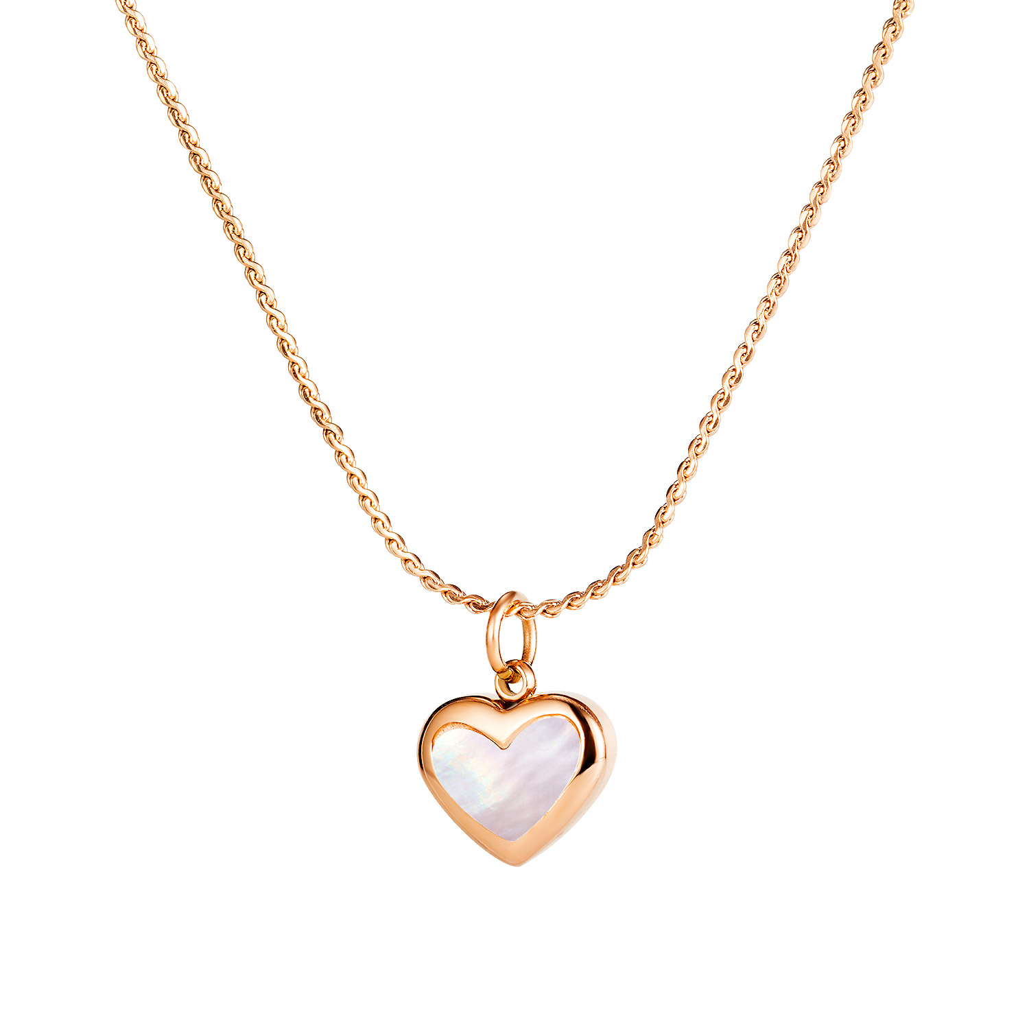 Sweet Shell Love Heart Pendant Necklace Women Luxury Stainless Steel Jewelry Bling For Girlfriends Extension Chain 18inch n1476